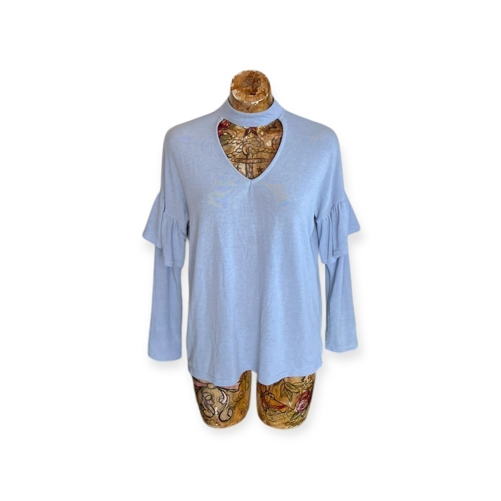 She + Sky blue top long sleeve small